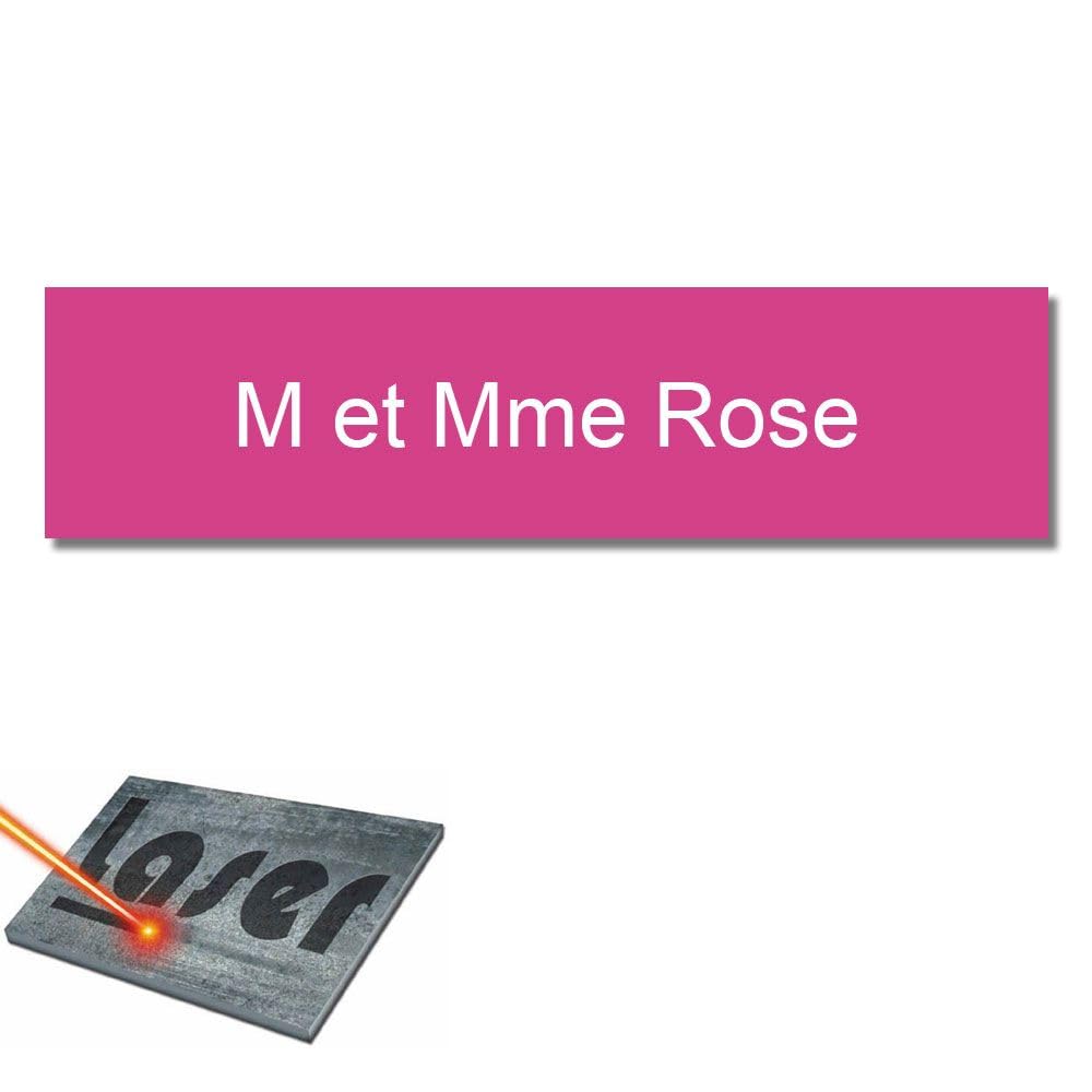 Placa grabada para timbre intercomunicador autoadhesivo, 6 x 1,5 cm, personalizada, 1 a 2 líneas, color rosa
