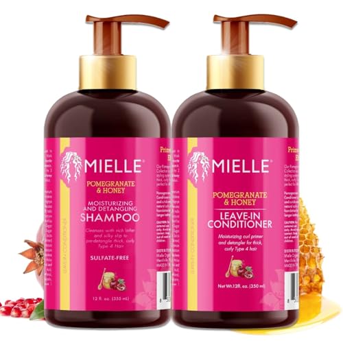 P-Beauty – Champú y acondicionador para rizos con granada y miel, sin sulfatos, hidratante, antiencrespamiento, crecimiento del cabello, cuidado del rizado para un cabello sano y brillante, cuidado