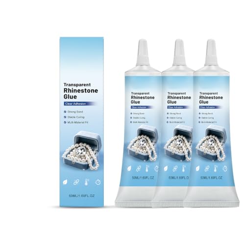 Pegamento para piedras y cristales de 50ml, adhesivo transparente para manualidades, pack de 3 piezas
