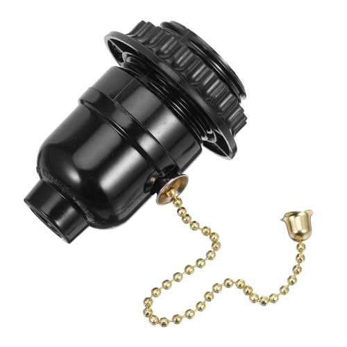 Uonlytech Douille à Tirette E27 En Bakélite Avec Anneau Unique, Support De Lampe à Chaînette, Douille De Plafonnier Noire Compatible Ampoules E26/e27, Pièces Détachées Pour Lampe D'intérieur