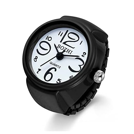 JewelryWe Men Women Finger Watch Round Analog Quartz Finger Ring Watches, Adjustable Size