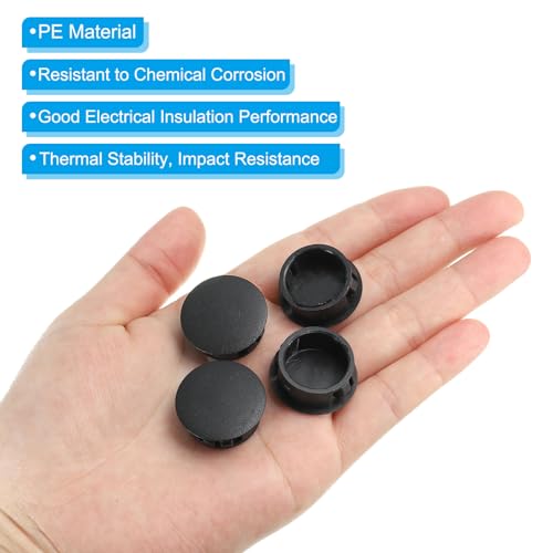 Image of PATIKIL 20mm (13 /16 inch) Plastic Hole Plugs, 30Pcs Flush Type Round Hole Plugs Cover Snap in Locking Hole Tube for Table Kitchen Cabinet Furniture, Black