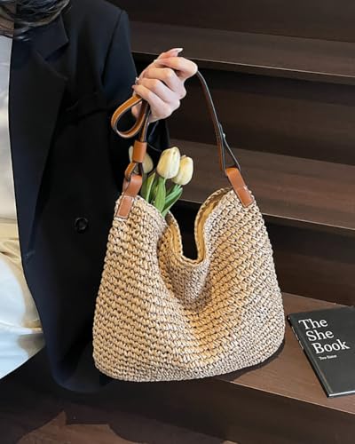 Bolso de playa de verano tejido para mujer miniatura 3
