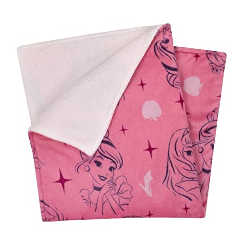 Image of Disney Princess Pink and Purple Tiaras Super Soft Sherpa Baby Blanket
