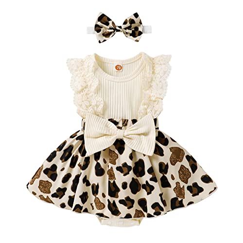 Image of YOUNGER TREE Baby Girl Dresses Newborn Girls Dress Floral Baby Girl Summer Clothes Infant Headband Romper Outfits