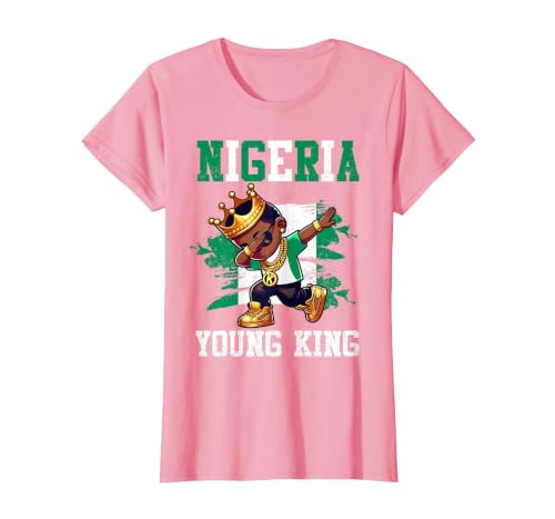 Nigeria Young King Nigerian Boy African Proud Nigerian Flag T-Shirt, Women, Pink, Medium