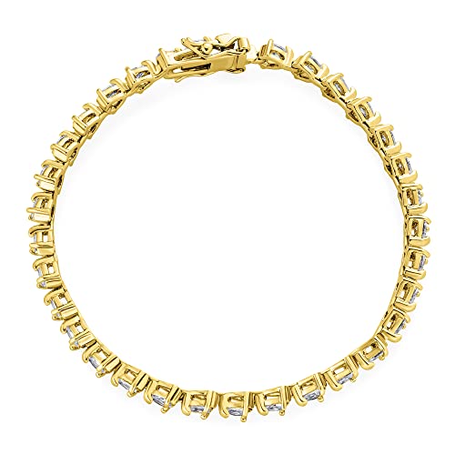 Traditional Bridal Jewelry Slender Danity Cubic Zirconia Aaa Cz Pear Shape Tennis Bracelet Teardrop For Women Wedding Silver 14K Gold Plated 7 Inch #TOP1