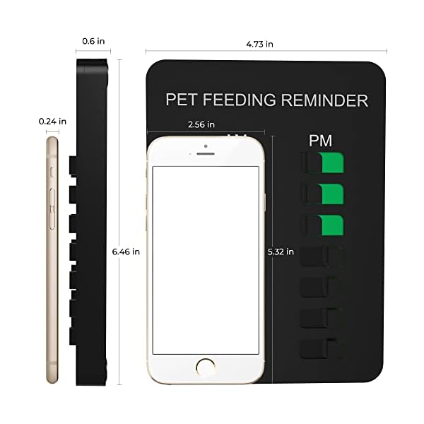 YARKOR-Pet-Feeding-Reminder-Magnetic-Reminder-Sticker-Daily-Indication-Chart-Feed-Your-Pets-Easy-to-Stick-on-Any-Smooth-Surface-Better-Care-for-Your-Pets-Black Pet Feeding Reminder