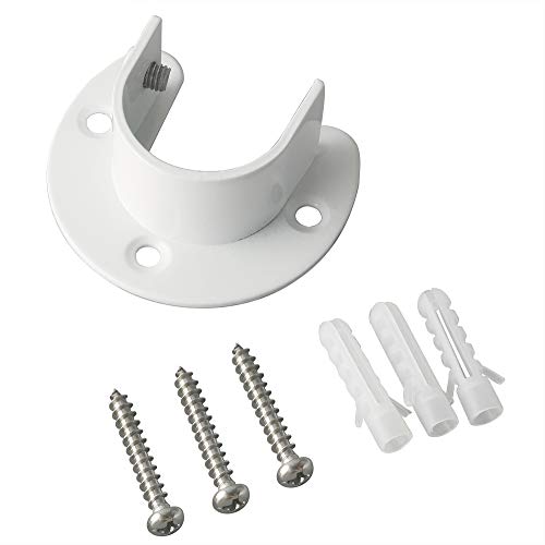 SAYAYO Kleiderstangen Halterung Stangenhalterung Edelstahl Verstellbar für Kleiderstangen mit 28mm Durchmesser Rundrohr Halterung Weiß für Kleiderschrank, Balkon, Badezimmer, EFL8001UW-2P