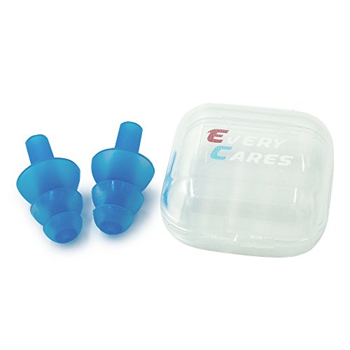 Every Cares Silicone Swimming Earplugs, 6 Pairs, Comfortable, Waterproof, Ear Plugs For Swimming And Showering, With Case (Blue) #TOP2