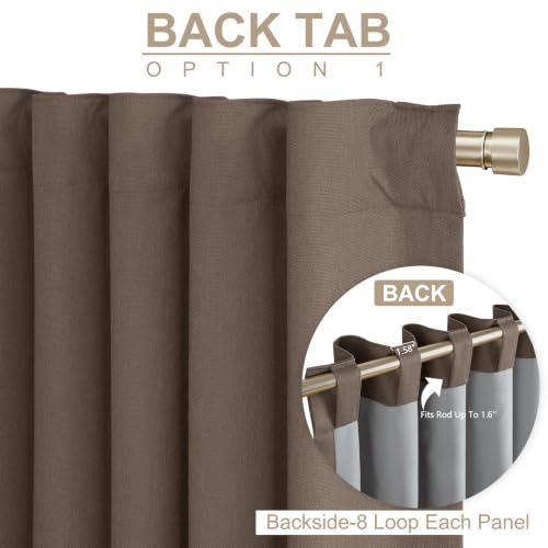 Image of Faux Linen Total Blackout Curtains for Bedroom 96 Inches Long, Dark Brown