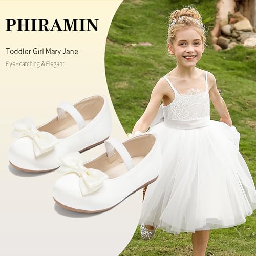 Image of PHIRAMIN Toddler Flower Girl Dress Shoes - Little Girl Ballet Flats Bow Wedding Party