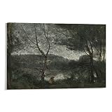 Ville-d'Avray (1870) par Jean Baptiste Camille Corot Peinture Poster Photo Art Peinture Toile Poster Décoration Maison Chambre Moderne 20 x 30 cm