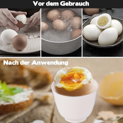 BOUTICOL 6er Set Porzellan Eierbecher Weiße EierStänder für Frühstückstische 5 x 4,3CM Porzellan-Eierhalter Stapelbar Frühstück Gekochtes Kochwerkzeug – Bild 5
