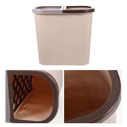 Caneca de basura pequeña con doble compartimento color marrón miniatura 6