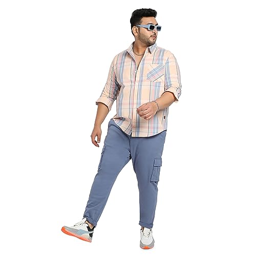 Image of Instafab Plus Men's Shirt for Casual Wear | Spread Collar | Short Sleeve | Button Closure | Plus-Size Fit | Cotton Shirt Crafted with Comfort Fit for Everyday Wear