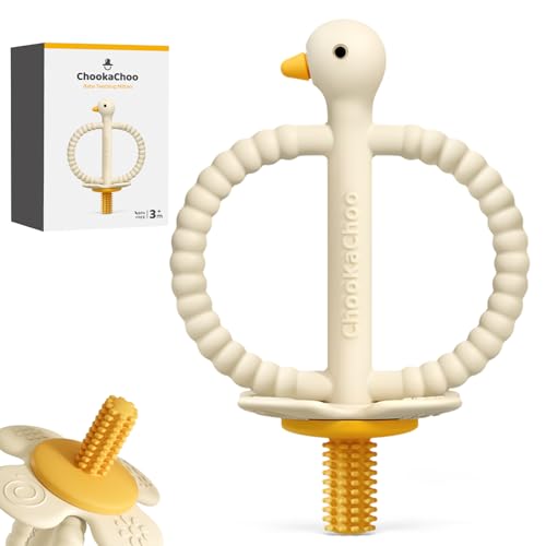 Image of ChooKaChoo 2-in-1 Baby Teething Toys & Training Toothbrush, Silicone Teether for Babies 3-12 Months, Double Ring Easy-Grip Design, Multi-Texture Gum Massage, BPA Free Food-Grade Silicone