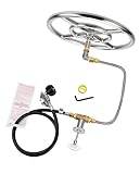 Viefow DIY Round Gas Fire Pit Kit with 12-Inch Stainless Steel Fire Pilot Installation Kit,Fire Ring Burner Valve Assembly Kit Replacement for Propane Gas Fire Pilot, Outdoor Fireplaces 90000 BTU