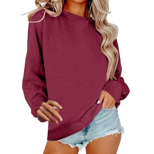 Image of Women Crew Neck Sweatshirts Fall Casual Oversized Sweat Shirts Long Sleeve Cute Preppy Sweatshirt Comfort Pullover