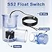 2 Pack SS2 Float Switch L Shape for Easy Installation, AC Float Switch with 3/4 Inch Adaptor and 6ft Wire, Water Level Accessory for HVAC System with Condensate Overflow Detection