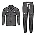 Mens Cargo Sets 2 Piece Outfits Button Down Shirt Jacket&Regular Fit Cargo Pants Trucker Outfits Vintage Fashion Dark Grey