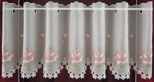 Cortina de gasa transparente con delicado bordado rústico para ventanas sofisticadas 2