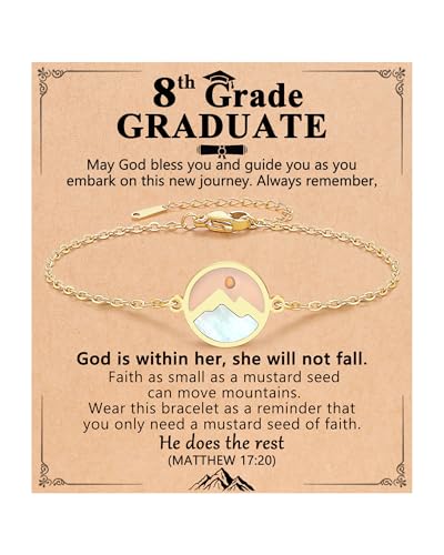 Christian Happy Graduation Gifts-Mustard Seed Bracelet Religious 5th 8th Grade Graduation Gifts for Girls