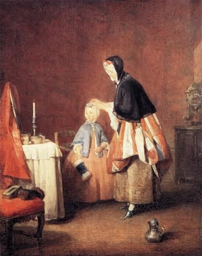 Tableau la coiffeuse de Jean Baptiste Siméon Chardin Poster Décoration Chambre Ambiance Vintage