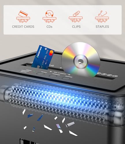 Heavy Duty Paper Shredder Micro-Cut High Security Level P-4/12 Sheets 10-Minutes Running Time/AUTO Reverse/ 5.3-Gallon Pull Out Bin, Anti-Jam & Quiet Shredder for Office Home