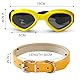 BSITSSS Hundebrille für Kleine Hunde, Hunde Sonnenbrille UV Schutzbrille, Augenschutz, Winddicht Hundesonnenbrille mit Verstellbaren zum Autofahren/Outdoor-Aktivitäten, Gelb