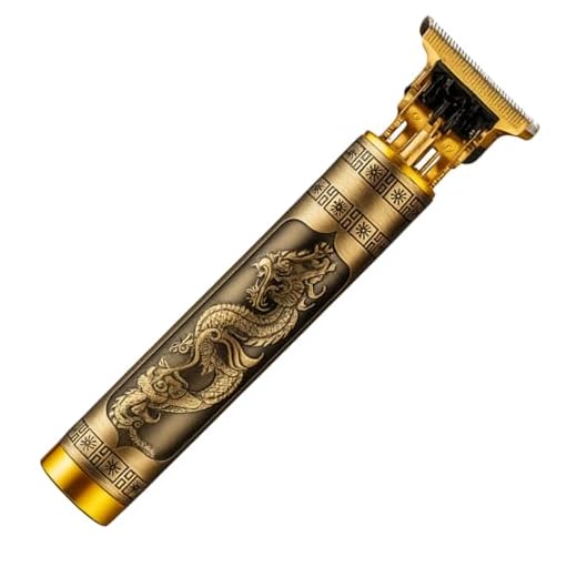 Máquina Profissional Dragão Acabamento Sem Fio Cabelo Barba Pezinho Personalizada Com Limitador de Lamina Ajustável Recarregável 4 Pentes Óleo Escovinha Kit Conjunto Aparador Acabamento