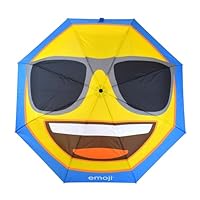 Emoji Unisex Adult Sunglasses Face Automatic Open & Close Compact Folding Umbrella - Blue, N/A