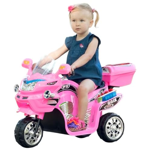 Kids Motorcycle - 3-Wheel Ride on Toy with Reverse, Sounds, and Headlights - 6V Electric Motorcycle for Kids Ages 3 to 6 by Lil' Rider (Pink)