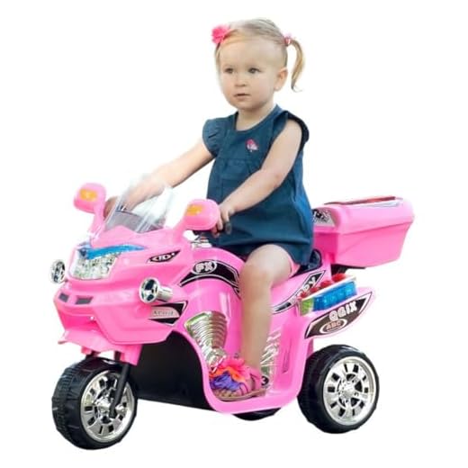 Lil' Rider Electric Motorcycle for Kids – 3-Wheel Battery Powered Motorbike for Kids Ages 3-6 – Fun Decals- Reverse- and Headlights (Pink)