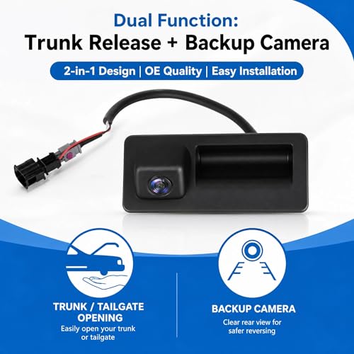 Image of No. 5N0827566AA Rear View Backup Reverse Parking Camera /Rear View Camera | Compatible with Audi Fits For A4 A5 A6 A7 Q3 Q5 RS5 RS7 S4 S5 S6 S7 Q5 SQ5 2008-2018 Tailgate Release Switch with Camera Case