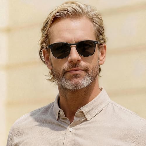 Image of CARFIA Retro Cool Acetate Polarized Sunglasses for Men UV Protection, Outdoor Fashion Driving Eyewears Male Square Sunnies