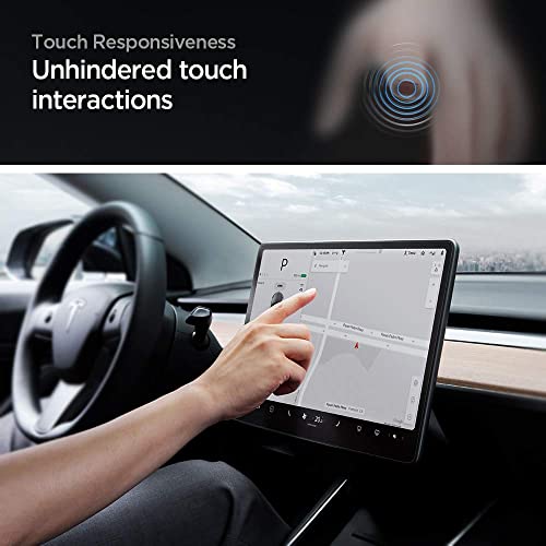 Spigen Tempered Glass Screen Protector [GlasTR EZ FIT] Designed for Tesla Model 3 (2023-2017), Tesla Model Y (2025-2020) 15 inch Dashboard Touchscreen - Matte/Anti Fingerprint by Spigen - Image 4
