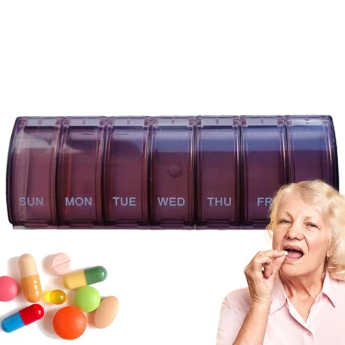 紫色の長方形の7日間、携帯用ダストトラベルピル用の長方形、魚油のためのピルマインドメディシンプランナーオーガナイザー毎週、および ム7日7日7日ラベル付き7日間のラベル枕