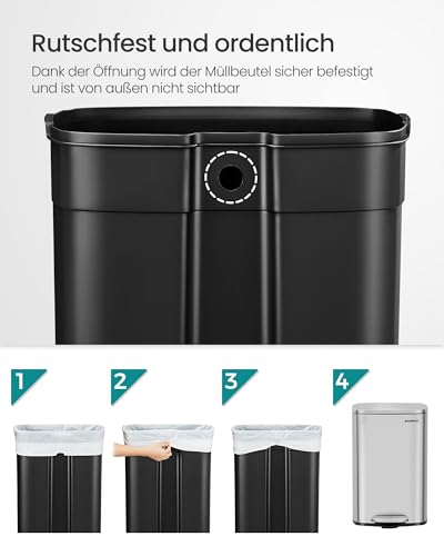 SONGMICS Mülleimer 50L aus Stahl, Tretmülleimer mit Deckel – Ansicht 6
