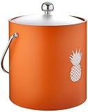Kraftware Pastimes 3qt Ice Bucket with an Acrylic Cover and Bale Handle (Pineapple, Spice Orange)