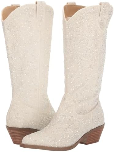 Betsey Johnson Women's Dalas Western Boot, Pearl, 8 | Image 6