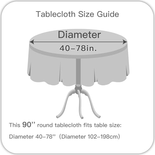 Image of maxmill Round Weaved Texture Design Tablecloth Spill-Proof Wrinkle Free Soft Washable Table Cloth for Circular Table Cover, for Dining Room Banquet Parties Holiday Dinner, 90 Inch Ochre Yellow