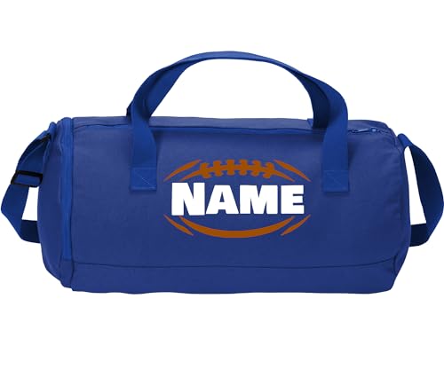 Cotton Sports Duffel Bag with Multiple Different Sport Design Choices (True Royal, Football)