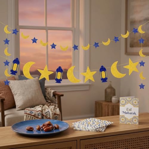 Golden Eid Banner Eid Decorations for Home Umrah Mubarak Decorations