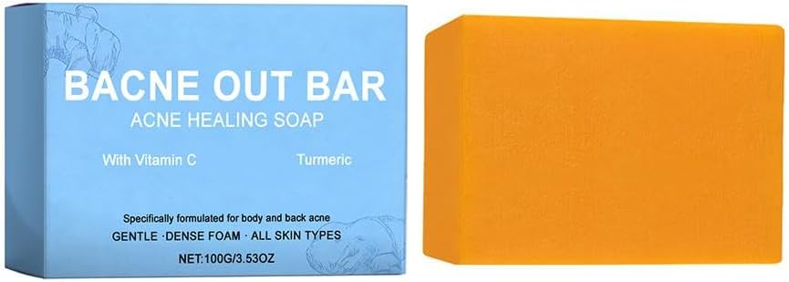 Bacne Out Bar Soap with Turmeric, Vitamin C & AlphaArbutin, Natural Body Acne Treatment & Dark Shoulders, For Back, Sp Chest