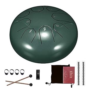 Vvciic Stalen Tong Drum, 8 Nota’s 6 Inches Percussie Instrument Hand-pan Drum met Drum Mallets Draagtas, Groen
