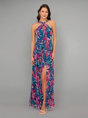 Image of Adrianna Papell Women's Printed Chiffon Halter Gown