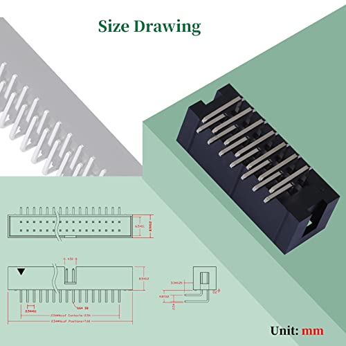 Pzsmocn 20 Pieces IDC 2 * 7 Double Row 2.54 mm Pitch JTAG ISP 14-Pin Box Header Connector Adapter Cable Male Socket SMT Terminal for PCB Electronic Equipment Projects - Image 4
