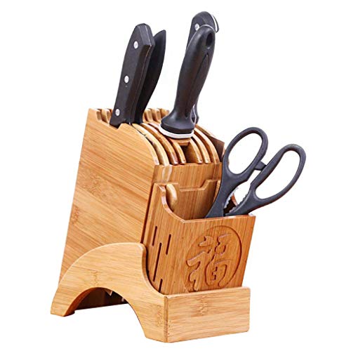 Btibpse Bamboo Knife Block Stand Holder Knife set Storage Organizer for Kitchen