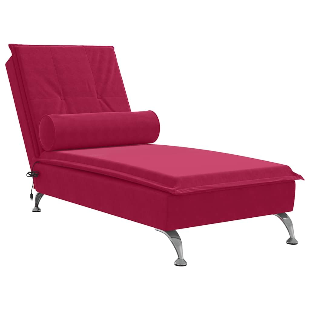 Chaise longue de massage velours bordeaux contre la fatigue de la journée